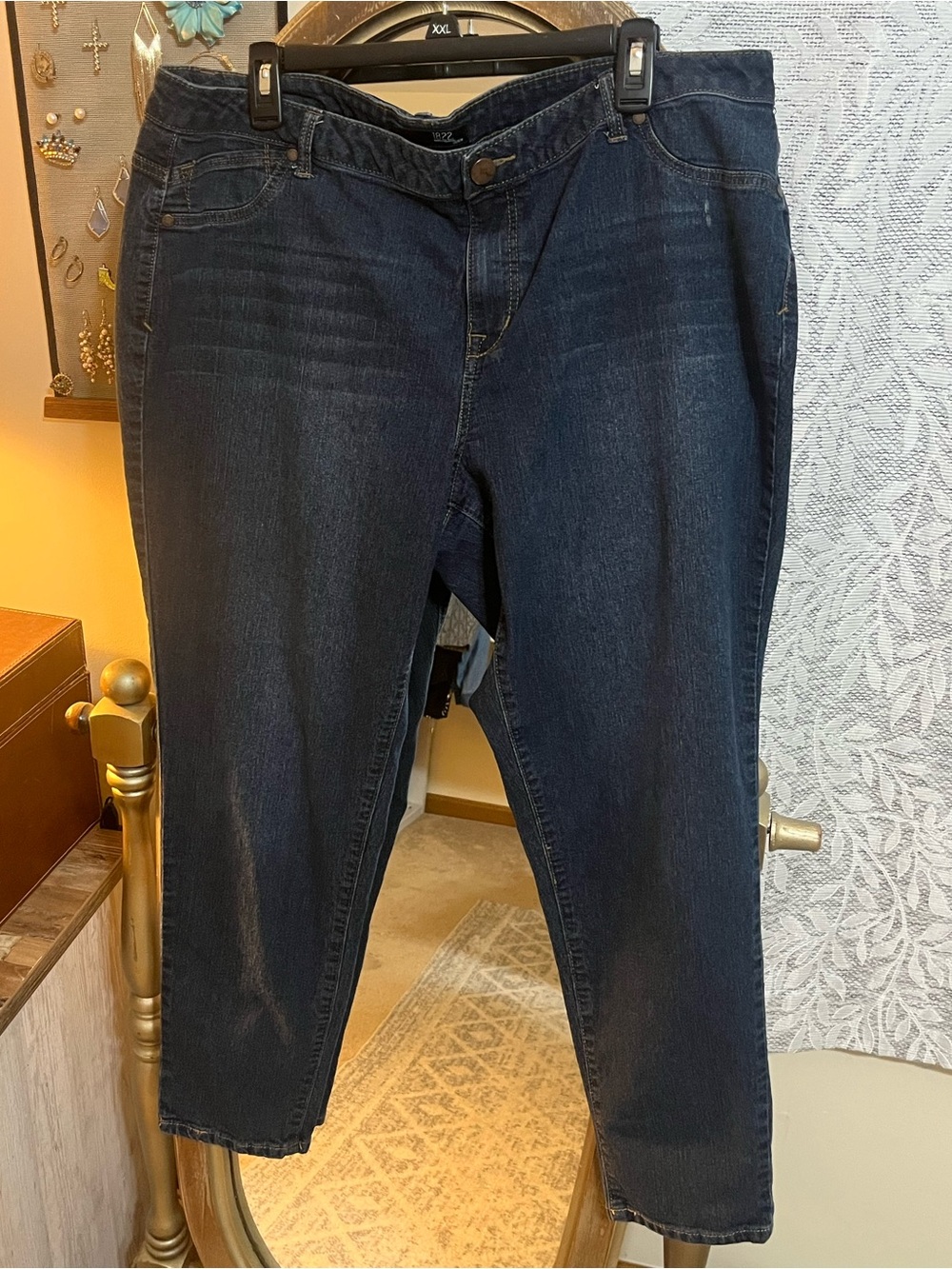 1822 Denim Dark Blue Cropped Stretch Jeans